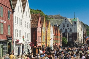 Ein Sommertag in Bryggen in Bergen - Norwegen