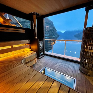 Great view from the Fjord Sauna in Flåm, NOrway