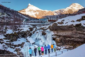 Frozen waterfall  -  Winter Fjord cruise Ålesund - Geiranger - Ålesund , Norway