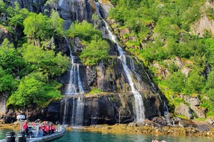 Beautiful waterfalls - RIB boat trip from Svolvær,  Lofoten - Norway