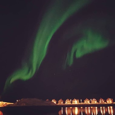 Northern lights over Svolvær -Lofoten Islands, Norway
