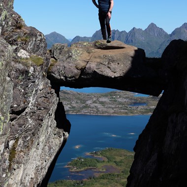At the top - Mountain hike to Devil's Gate in Svolvær - Lofoten Islands, Norway