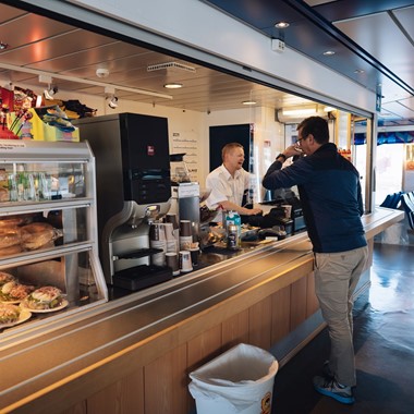 Ferry Melbu - Fiskebøl - kiosk on board - Melbu , Norway