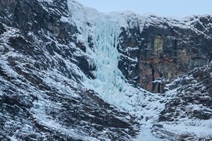Frozen waterfall by the Hardangerfjord -Lofthus, Hardanger, Norway
