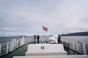 Out on deck on the ferry between Brensholmen and Senja - Arctic island hopping from Tromsø, NOrway