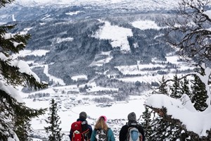 Enjoying the view on a snowshoe trip to Hanguren -Voss, Norway