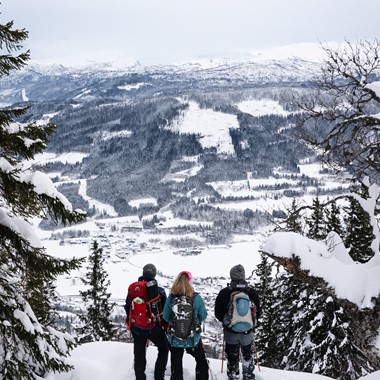 Enjoying the view on a snowshoe trip to Hanguren -Voss, Norway