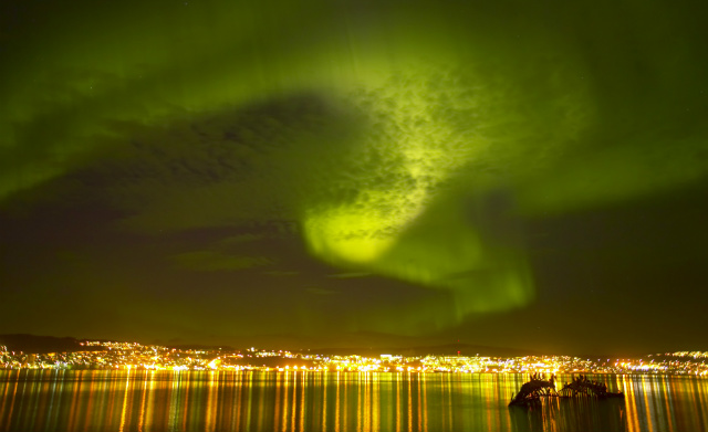the Northern lights over Tromsoe