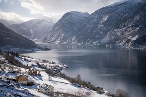 Ein Wintertag in Flåm - der Sognefjord, Norwegen