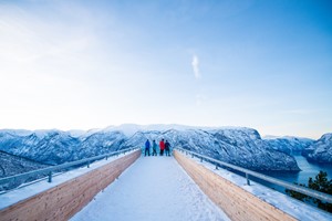 Winter on Stegastein  viewpoint  - Go Viking with Fjord Tours , Aurland, Norway