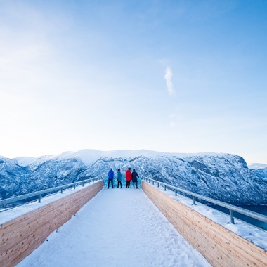 Winter on Stegastein  viewpoint  - Go Viking with Fjord Tours , Aurland, Norway