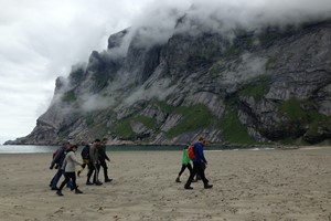 Aktivitäten in Reine - Geführte Kajaktour auf dem Reinefjord auf den Lofoten, am Strand - Lofoten , Norwegen