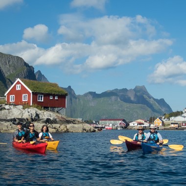Things to do in Reine - Guided kayak trip in Lofoten, beautiful day on the Reinefjord, Norway