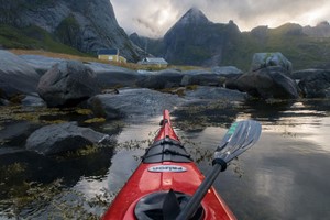 Winter kayak in Lofoten Islands - Reine, Norway