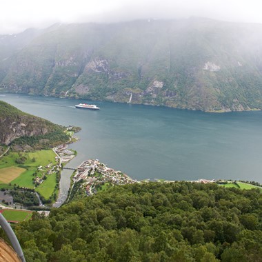 Things to do Flam - Electric bus from Flam to Stegastein - views of Aurland, Norway
