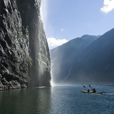 Things to do in Geiranger - Passes kayaks on Fjordcruise in Geiranger, Geirangerfjorden, Norway