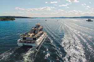 Dinner cruise on the Oslofjord with a silent hybrid boat - on the way out of the fjord - Oslo, Norway