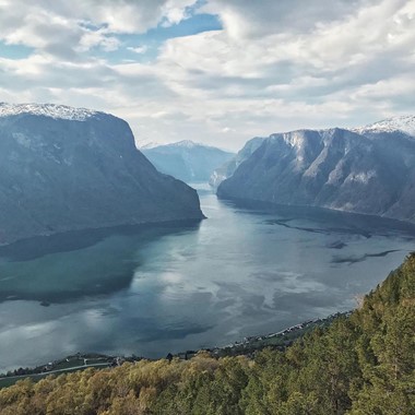 Panorama view over the Aurlandsfjord - Aurland, Norway