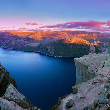 Preikestolen Panoramic Sunset - The Lysefjord, Norway 