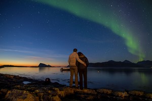 Couple under the Northern Lights in Tromsø - Norway