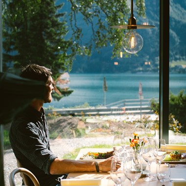 Enjoying the view at Trolltunga Hotel Restaurant - Odda, Norway