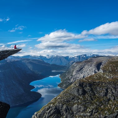 Classic Trolltunga Hike - Enjoying the view of Trolltunga - Odda, Norway
