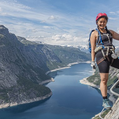 Climbing up to Trolltunga - Trolltunga Via Ferrata , Odda, Norway