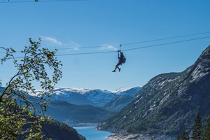 High above The fjord - Trolltunga Zipline - Odda, Norway