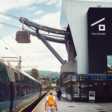 Estación de Voss - El tren de Bergen durante el recorrido Norway in a nutshell®, Noruega