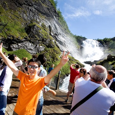Experience the Kjosfossen waterfall on the Sognefjord in a nutshell trip