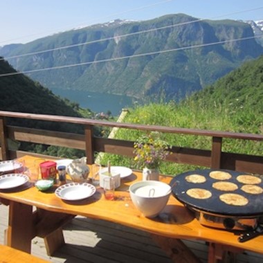 Hike and fjord safari to Leim  - pancakes at Leim Farm, Flåm, Norway